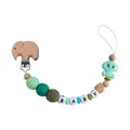 Green beech wood and silicone elephant pacifier clip with BABY letter beads - Green Pacifier Chain