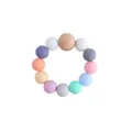 Silicone and beech wood bead teething bracelet with colorful macaron beads - Macaron Series
