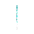 Mint green and white silicone pacifier clip with octagonal beads for baby teething - Mint Green