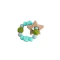 DIY baby teether bracelet with mint and olive green silicone beads and a beech star - Mint Green