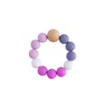 Bracciale massaggiagengive per neonati con perline di silicone viola e legno di faggio - Viola