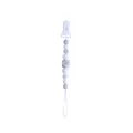 Silicone baby pacifier clip with white and grey beads and plastic duckbill clasp - Marble Gray