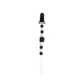 Black and white silicone baby pacifier clip with geometric beads and plastic duckbill clasp - Black