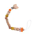 Attache-tétine renard en silicone avec perles en bois et lettres BABY - Attache Sucette Renard Lettres / Attache-tétine Orange