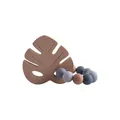Baby pacifier clip with monstera leaf pendant and morandi silicone beads chain - Teething Gelatin / Gray