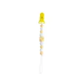 Baby pacifier clip with yellow and white silicone beads on a durable white nylon cord - Yellow