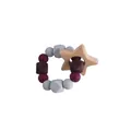 Silicone and beech wood baby teether bracelet with purple beads and star pendant - Burgundy