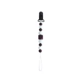 Brown and white silicone bead pacifier clip with plastic duckbill buckle for babies - Coffee