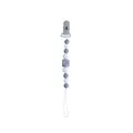 Neutral gray and white silicone bead pacifier clip with secure plastic duckbill buckle - Light Gray