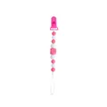 Pink and white silicone pacifier clip chain with hexagon bead for baby soothing - Rose Pink