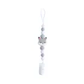 Silicone baby pacifier clip with grey fox beads and purple silicone spheres for teething - Gray