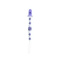 Purple and white silicone baby pacifier clip chain with geometric beads and plastic clip - Purple