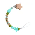 DIY silicone and beech wood baby pacifier clip with mint green beads and BABY letters - Mint Green