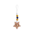 Handmade beech wood star pendant with colorful silicone beads for strollers and bags - Royal Blue