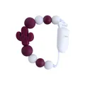 Attache-tétine cactus en silicone bordeaux avec perles et clip de sécurité blanc en plastique - Bordeaux