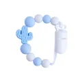 Attache-tétine en silicone bleu clair avec perles et cactus pour le confort de bébé - Bleu
