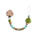 Custom baby pacifier clip with beech wood leaf and mint green silicone beads - Pacifier Clip / Avocado Green