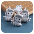 DIY baby pacifier clip beads in white and grey silicone unicorn design, set of four pieces - Gray