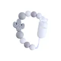 Attache-tétine cactus gris en silicone avec perles Morandi pour soulager la dentition - Gris clair