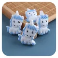 Blue and white unicorn silicone beads for DIY pacifier clips and teething toys set - Blue