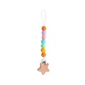 DIY baby pacifier clip with crochet yarn beads and a beech wood star shaped clasp - Orange