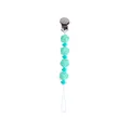 Mint green silicone rose bead pacifier clip with silver metal clasp and white cord - Light Green