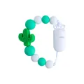 Attache-tétine en silicone avec motif cactus vert et perles pour bébé sur fond blanc - Vert clair