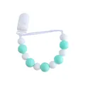 Catenella portaciuccio per neonati con perle in silicone verde menta e bianco su bianco - Verde menta