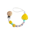 Catenella portaciuccio fai-da-te con foglia in silicone gialla e perline BABY in legno - Giallo