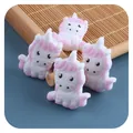 DIY baby pacifier clip accessory featuring cartoon white and pink silicone unicorn beads - Purple