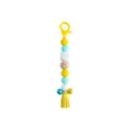 Colorful silicone bead keychain with lobster clasp, smiley face bead, and yellow tassel - Yellow
