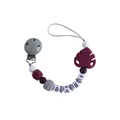 Catenella portaciuccio fai-da-te con foglia in silicone bordeaux e perline in legno BABY - Borgogna