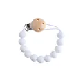 Catenella portaciuccio minimalista con perle in silicone bianco e clip in legno - Bianco