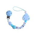Catenella portaciuccio fai-da-te azzurra con foglia in silicone e perline BABY - Blu