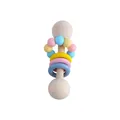 Sonaglio in legno per neonati con perline di silicone colorate in toni macaron - Giallo
