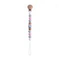 Catenella portaciuccio fai-da-te in silicone con clip in faggio e perle rosa - Rosa