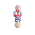Sonaglio in legno per neonati con perline in silicone color pastello per dentizione - Rosa Intenso