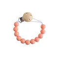 Baby Schnullerkette mit zartrosa Silikonperlen und einem Holz-Metall-Clip - Rosarot
