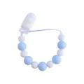 Catenella per ciuccio per neonati con perline in silicone blu e clip in plastica - Blu chiaro