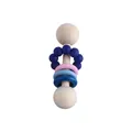 Houten babyrammelaar met pastelkleurige siliconen kralen en ringen voor grip-training - Saffierblauw