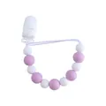 Catenella portaciuccio in silicone con perline bianche e viola lavanda per neonati - Viola chiaro