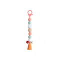 DIY macaron beaded keychain with pink lobster clasp, smiley face bead and yellow tassel - Rose Pink
