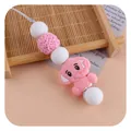 Pink silicone elephant teething necklace with chewable beads for infant soothing - Pink