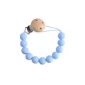 Hellblauer Silikonperlen Schnullerkette mit Holzclip für zahnende Babys und Kleinkinder - Hellblau