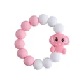 DIY baby silicone teething bracelet with pink elephant pendant and soft round beads - Elephant
