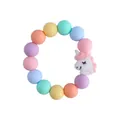 Macaron colorful silicone teething bracelet with cute white cartoon unicorn pendant - Unicorn