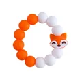 Baby silicone teething bracelet with orange fox charm and colorful chewing beads - Fox