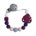 Catenella portaciuccio fai-da-te con perle in silicone e massaggiagengive foglia viola - Borgogna