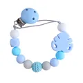 Catenella portaciuccio fai-da-te con perle in silicone blu, palla a maglia e foglia - Blu