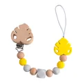 Baby pacifier chain with monstera leaf clip and yellow silicone leaf pendant - Yellow